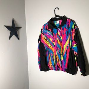 Vintage / Retro 80s Nylon Color Block Jacket